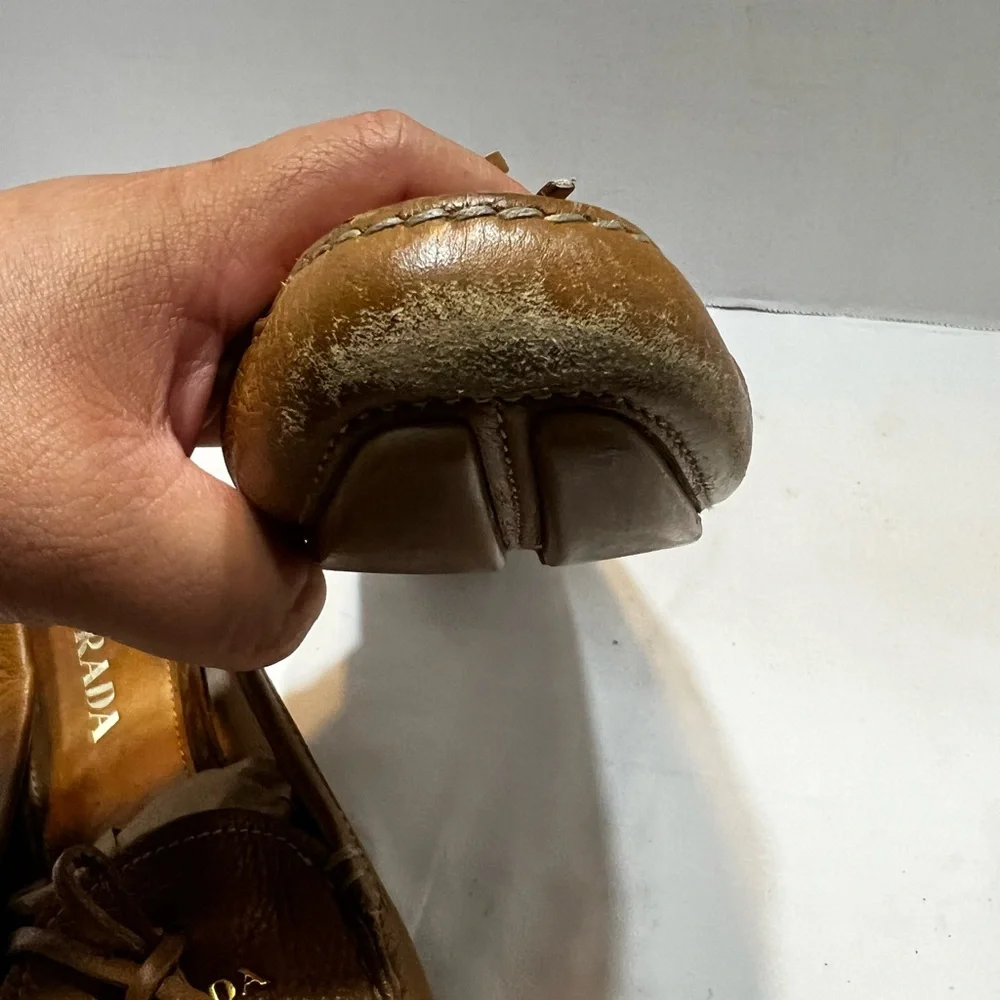 Prada Women's Brown Leather Loafers Size 6.5 - Picture 5 of 8
